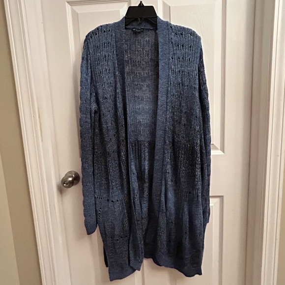 New Directions Blue Knit Cardigan - Picture 4 of 5